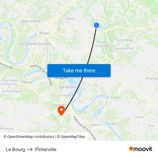 Le Bourg to Pinterville map