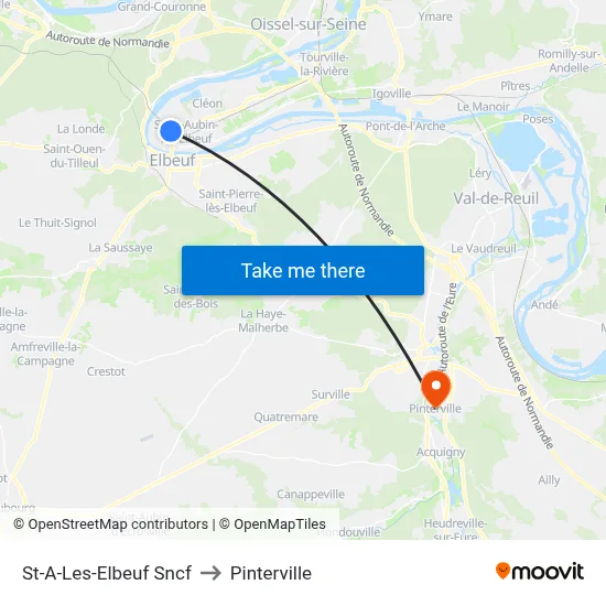 St-A-Les-Elbeuf Sncf to Pinterville map