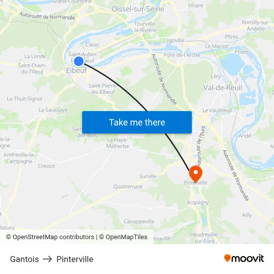 Gantois to Pinterville map