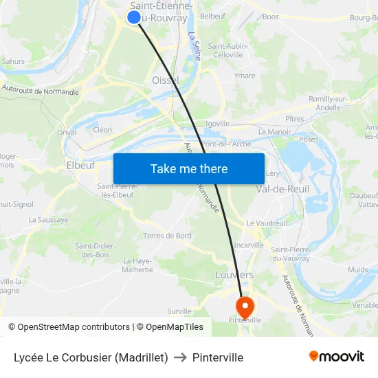 Lycée Le Corbusier (Madrillet) to Pinterville map