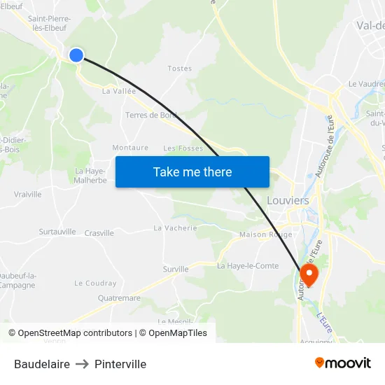 Baudelaire to Pinterville map