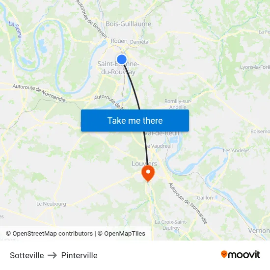 Sotteville to Pinterville map