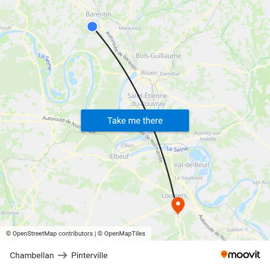Chambellan to Pinterville map