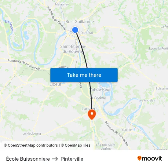 École Buissonniere to Pinterville map