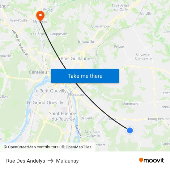 Rue Des Andelys to Malaunay map