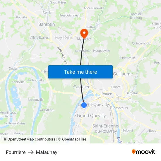 Fourrière to Malaunay map