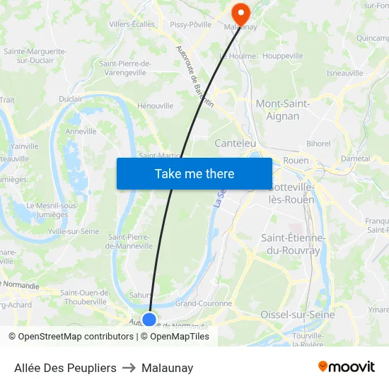 Allée Des Peupliers to Malaunay map