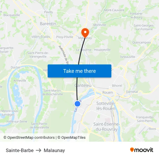 Sainte-Barbe to Malaunay map