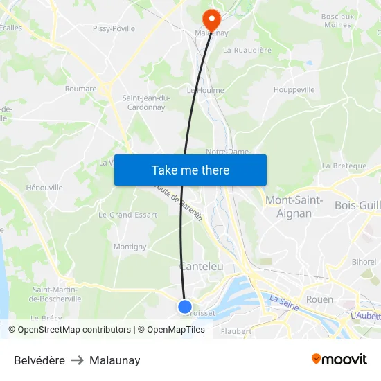 Belvédère to Malaunay map