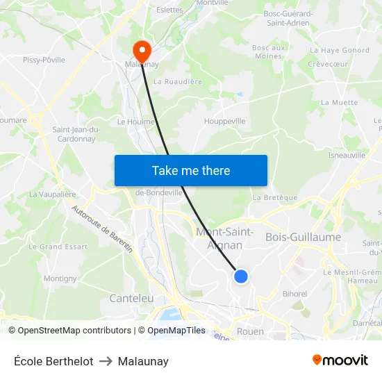 École Berthelot to Malaunay map