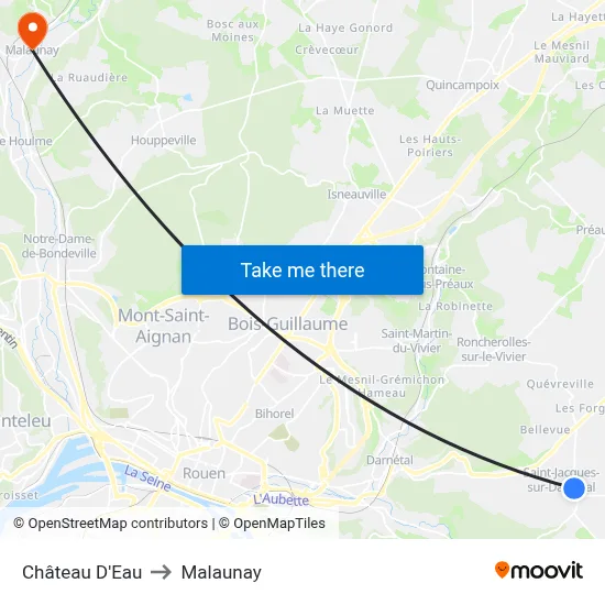 Château D'Eau to Malaunay map