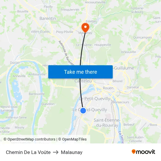 Chemin De La Voûte to Malaunay map