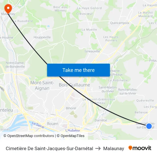 Cimetière De Saint-Jacques-Sur-Darnétal to Malaunay map