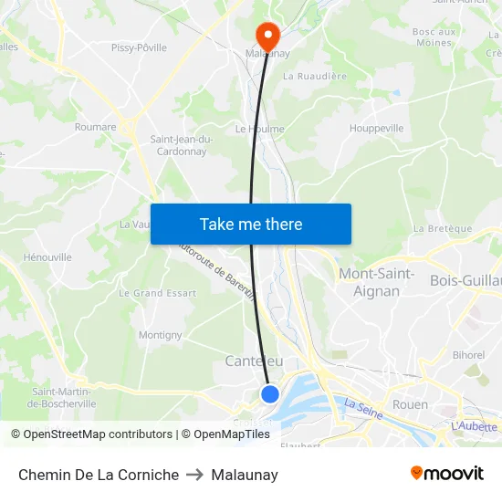 Chemin De La Corniche to Malaunay map
