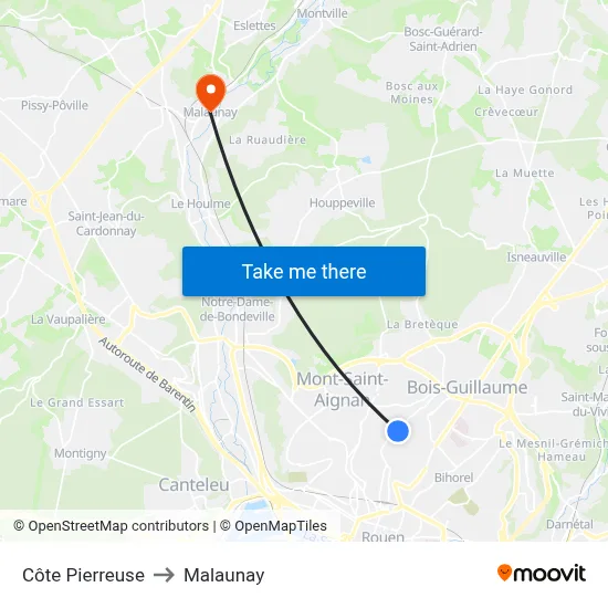 Côte Pierreuse to Malaunay map