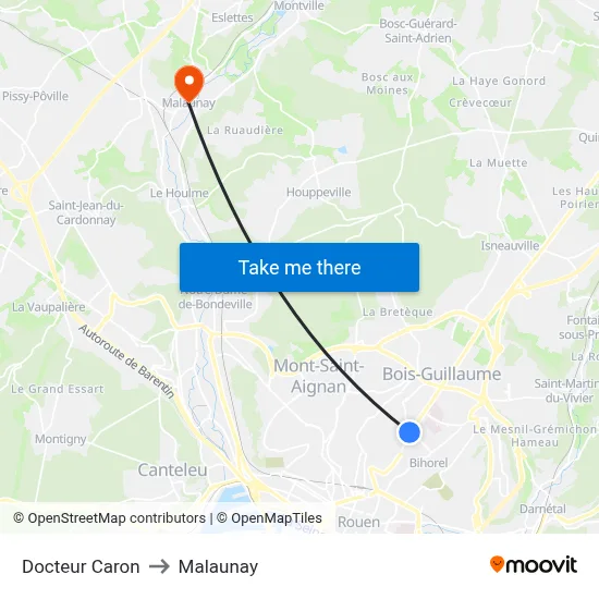 Docteur Caron to Malaunay map