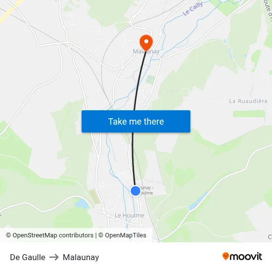 De Gaulle to Malaunay map
