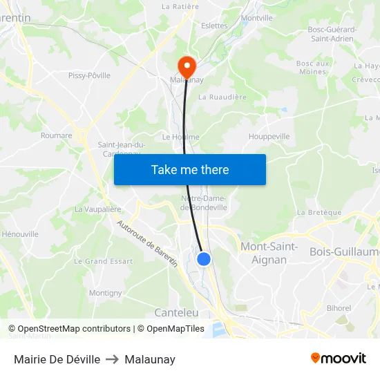 Mairie De Déville to Malaunay map