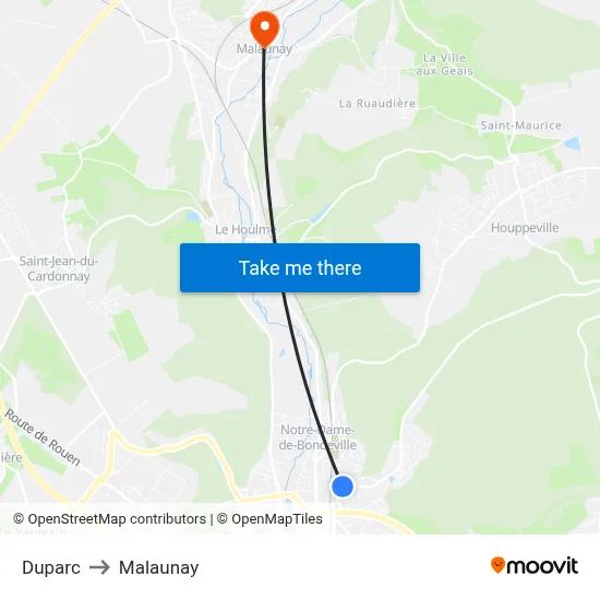 Duparc to Malaunay map