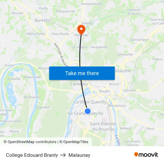 College Edouard Branly to Malaunay map