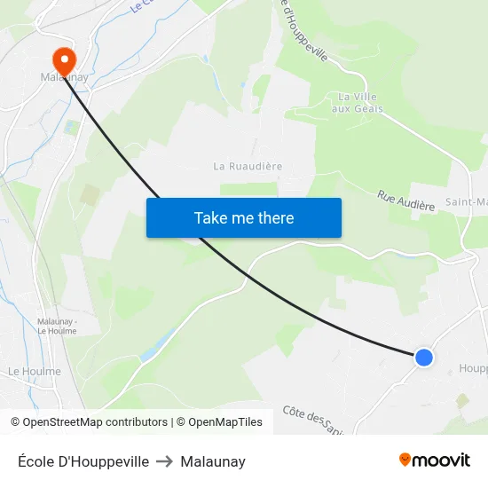 École D'Houppeville to Malaunay map