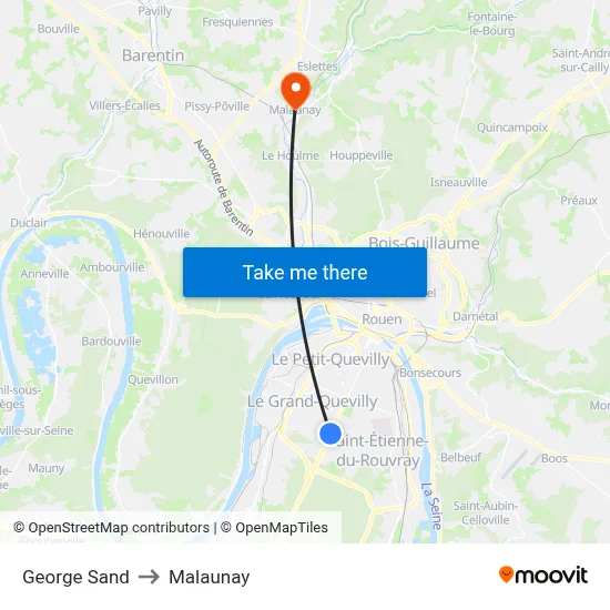 George Sand to Malaunay map