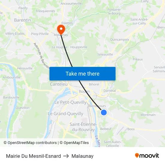 Mairie Du Mesnil-Esnard to Malaunay map