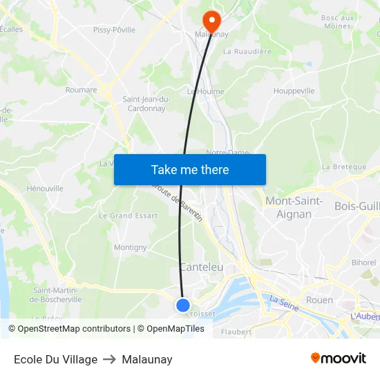 Ecole Du Village to Malaunay map