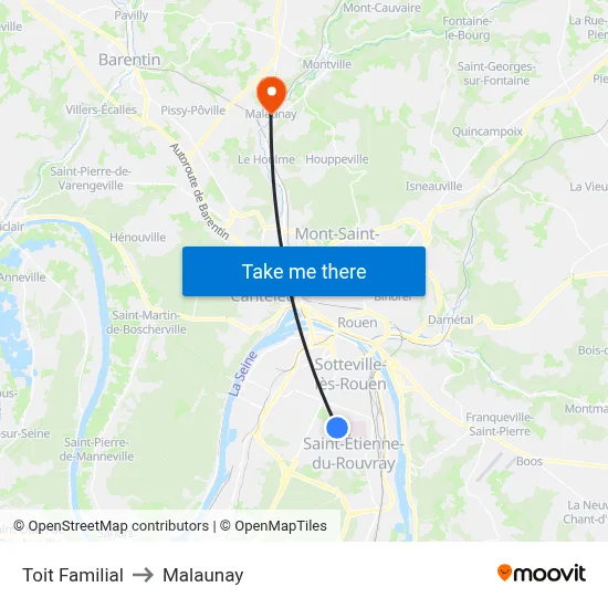 Toit Familial to Malaunay map