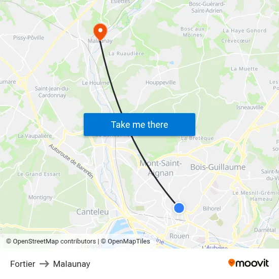 Fortier to Malaunay map