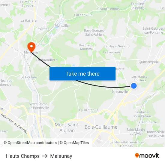 Hauts Champs to Malaunay map