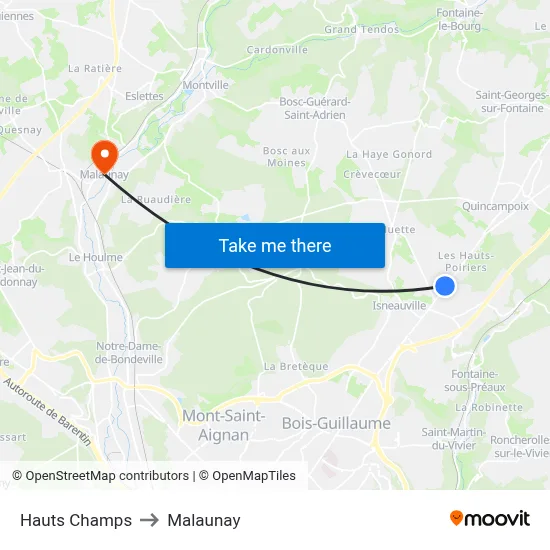 Hauts Champs to Malaunay map