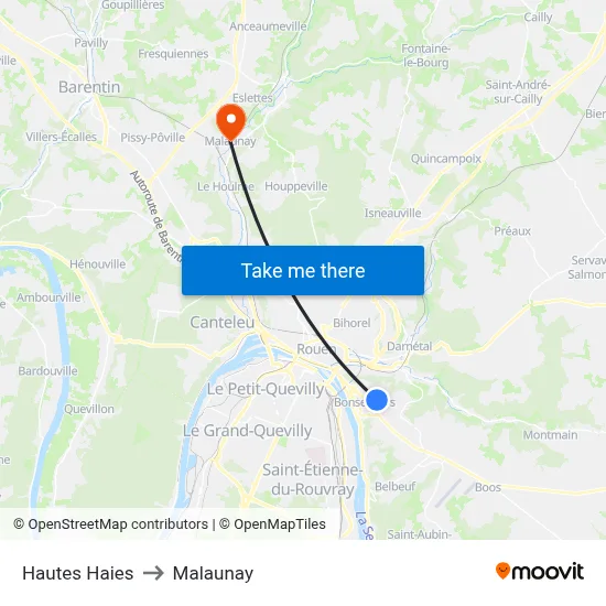 Hautes Haies to Malaunay map