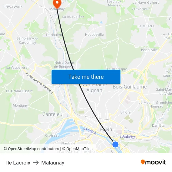 Ile Lacroix to Malaunay map
