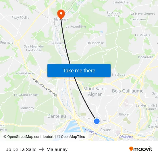 Jb De La Salle to Malaunay map