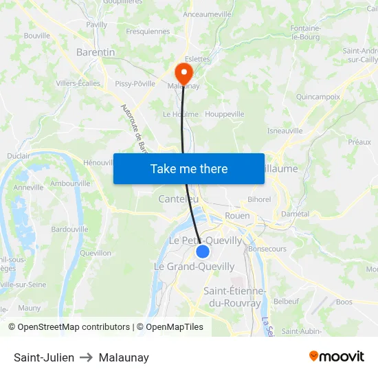 Saint-Julien to Malaunay map
