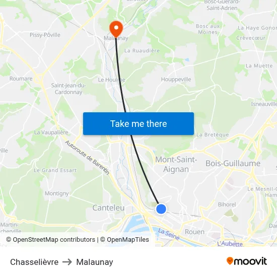 Chasselièvre to Malaunay map
