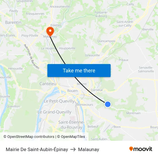 Mairie De Saint-Aubin-Épinay to Malaunay map
