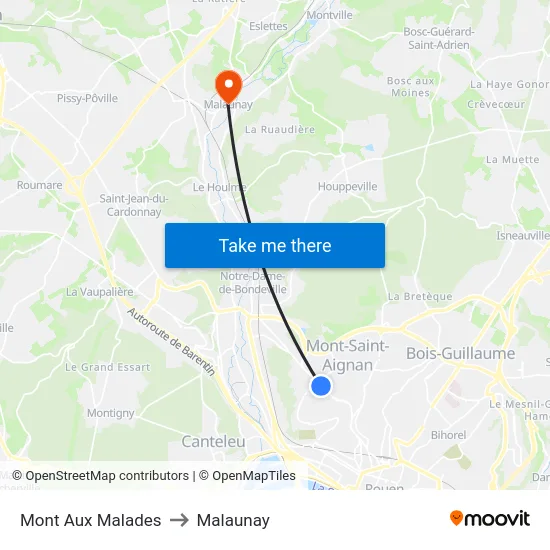 Mont Aux Malades to Malaunay map