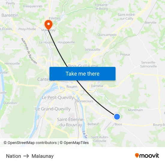 Nation to Malaunay map
