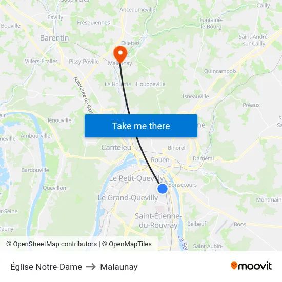 Église Notre-Dame to Malaunay map