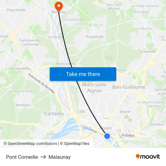 Pont Corneille to Malaunay map