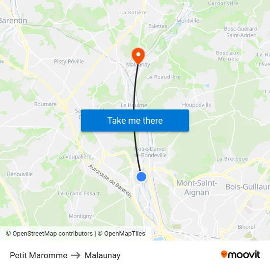 Petit Maromme to Malaunay map