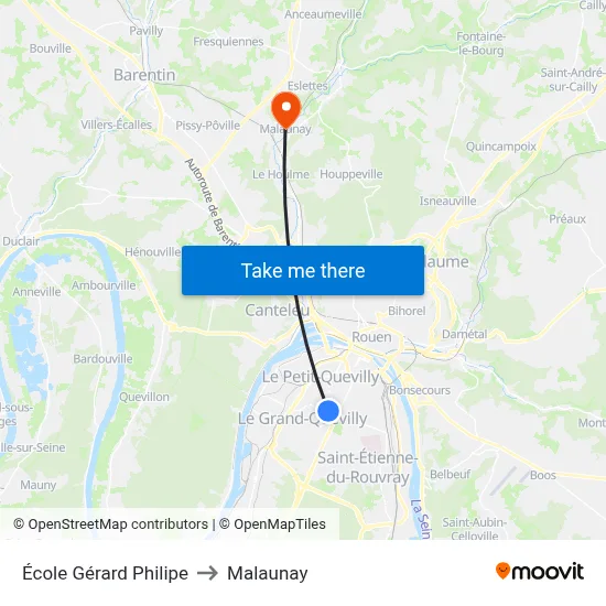 École Gérard Philipe to Malaunay map