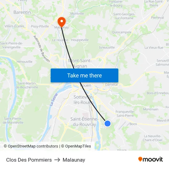 Clos Des Pommiers to Malaunay map