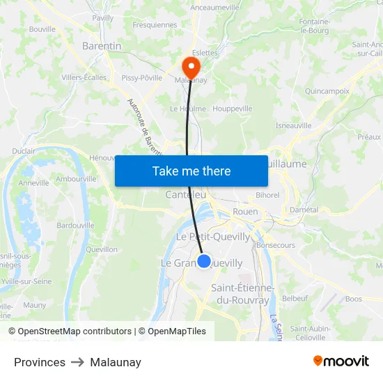 Provinces to Malaunay map