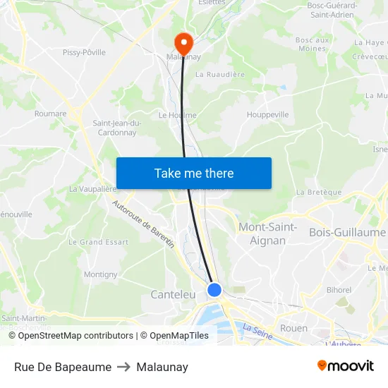 Rue De Bapeaume to Malaunay map