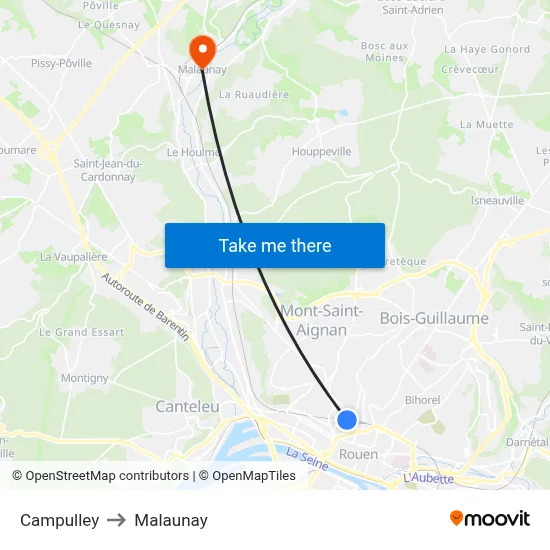 Campulley to Malaunay map