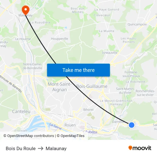 Bois Du Roule to Malaunay map
