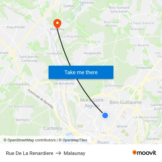 Rue De La Renardiere to Malaunay map